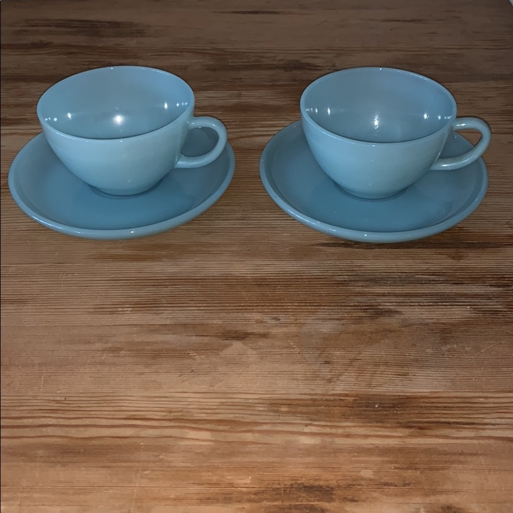 Fire King Turquoise Cup and Saucer Set (2 sets)